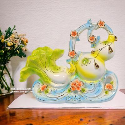 tượng sứ hồ lô bắp cải, tượng trang trí nhà cửa